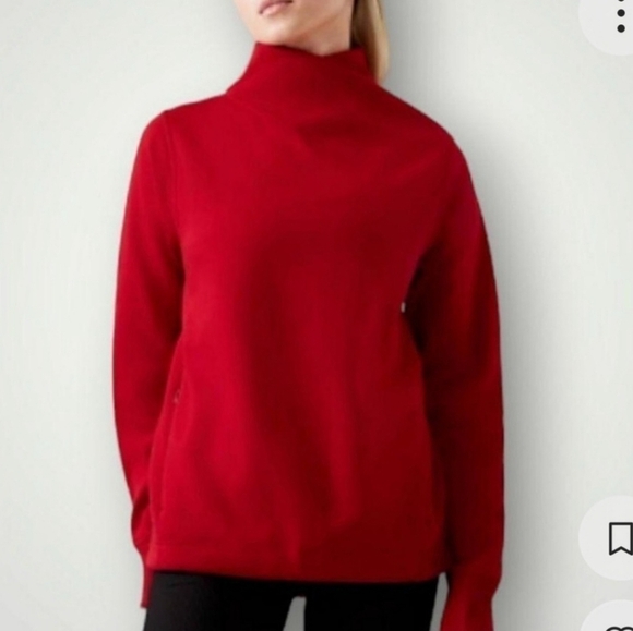 Athleta Karma Twist Neck Sweater Pullover Red Women S/ P  cozy Outdoor Casual - Picture 10 of 10